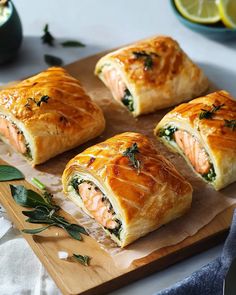 Individual Salmon Wellingtons - Luna Recipe Salmon Wellington Recipe, Salmon Wellington, Wellington Recipe, British Recipes, British Food, Plant Based Eating, Dijon Mustard, Salmon Recipes, Christmas Eve