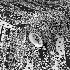 a black and white photo of a table cloth