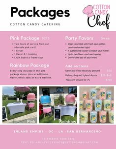 an advertisement for cotton candy catering