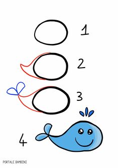 how to draw a cartoon whale for kids step by step drawing instructions with pictures and numbers