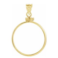 14k yellow gold 1/2 oz Panda coin bezel pendant. The coin fits snugly to the bezel which is fastened by screw at the top. This bezel is a great gift for yourself or a loved one and makes the perfect addition to any jewelry collection.