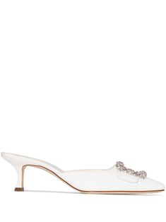 Manolo Blahnik Mules, Manolo Blahnik Maysale, Comfortable Wedding Shoes, Noble Lady, Wedding Shoes Comfortable, White Leather Sandals, Strappy Shoes, Chic Sandals, White Accessories