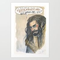 a drawing of a man with long hair and beard wearing a wig has a speech bubble above his head