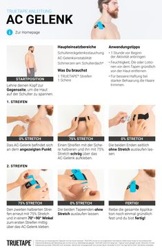 AC Gelenk Kinesiotape Anleitung | Einfach und sicher selbst Tapen | +40 Anleitungen online kostenlos verfügbar | #truetape #kinesiotape #recovery Tens Ems, Elbow Pain, Muscle Anatomy, Health Design, Medical Knowledge