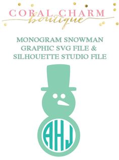 the monogramm snowman graphic svg file and silhouette studio file is shown