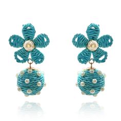 Add a touch of whimsy and warmth to your wardrobe with our Lightweight Turquoise Floral Rattan Earrings featuring a charming rattan and pearl ball drop. These earrings are a delightful addition that effortlessly brings the essence of spring and summer to any ensemble. Crafted with care and attention to detail, each earring showcases a vibrant turquoise floral rattan design that exudes freshness and vitality. The addition of a rattan and pearl ball drop adds an elegant yet playful touch, creating Rattan Earrings, Rattan Design, Ball Drop, Forever Jewelry, Artisan Gift, Velvet Pouch, Evil Eye Jewelry, Mens Jewelry Bracelet, Eye Jewelry