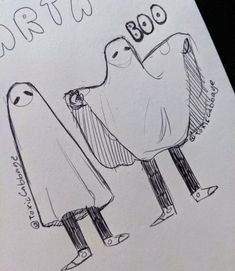 a drawing of two people standing next to each other with the words write boo on them