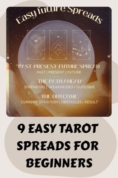 the text reads 9 easy tarot spreads for beginners to learn how to spell