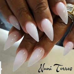 Milky White Nail, Unghie Nail Art, Pointy Nails, Nails Polish, White Nail, Pink Nail