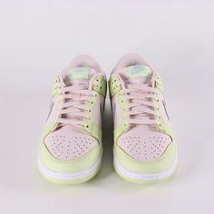 The Nike Dunk craze has emerged as one of the hottest lines this year. Released on July 31st, 2021.* Smooth leather base* White midsole* Nike branding on tongue* Soft pink tint, lime ice and blue coloursSize and Fit* Fits true to size Nike Lace-up Skate Shoes With Translucent Outsole, Pastel Nike Lace-up Sneakers, Nike Custom Sneakers For Spring Streetwear, Pastel Custom Sneakers For Streetwear, Green Gum Sole Sneakers For Streetwear, Green Sneakers With Gum Sole For Streetwear, Custom Casual Pastel Sneakers, Sporty Pastel Sneakers For Streetwear, Nike Custom Mid-top Sneakers With Translucent Outsole