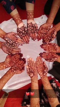 many hands are arranged in a circle with the words share with your bestie