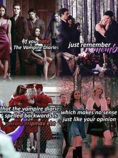 the vampire series is shown in this collage with different pictures and captioning