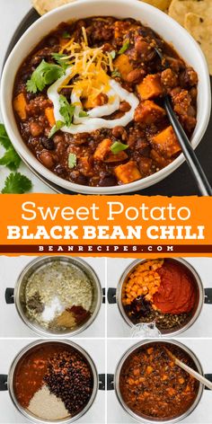 Savor Sweet Potato Black Bean Chili for effortless dinner delights! This vegan recipe combines black beans, red beans, and quinoa into a hearty dish perfect for a weekend meal. Enjoy this delicious, simple dinner idea and taste the joy! Sweet Potatoes And Black Beans Recipes, Sweet Potato And Black Bean Chili, Sweet Potato And Black Bean Recipes, Black Beans Sweet Potato Recipe, Black Bean And Sweet Potato Chili, Sweet Potato Black Bean Bowl, Black Bean Sweet Potato Chili, Chili With Quinoa, Black Bean Chili Vegetarian