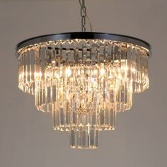 a crystal chandelier hanging from a ceiling