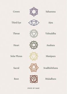 seven chakras are arranged in different colors