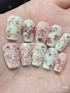 Nail Designs Toenails, Douyin Nails, Marie Nails, Cute Manicure, Grad Nails, Nail Vibes, Coquette Nails, Korean Nail, Korean Nail Art