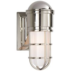 Marine Wall Light in Polished Nickel with White Glass | Visual Comfort Marine 10.5" High Wall Light in Gray | Mathis Home Wall Lighting Design, Circa Lighting, Bathroom Sconces, Bathroom Wall Sconces, Wall Light Fixtures, Visual Comfort, Vanity Lighting, One Light, White Glass