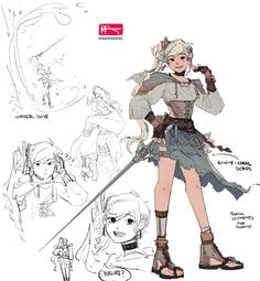 the concept art for an upcoming video game, fire emblems and character design by person