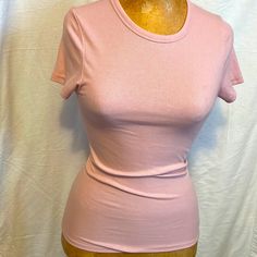 Pink By Victoria Secret Ribbed T-Shirt Size Smal/Medium / Very Tight Color Mauve New With Tag Fitted Basic Ribbed T-shirt, Everyday Ribbed T-shirt, Pink Ribbed Stretch T-shirt, Fitted Ribbed Short Sleeve Top, Ribbed Fitted Crew Neck Top, Solid Color Fitted Crew Neck Short Sleeve Top, Basic Solid Color Short Sleeve Top With Ribbed Neckline, Basic Short Sleeve Top For Spring, Basic Solid Short Sleeve Top With Ribbed Neckline