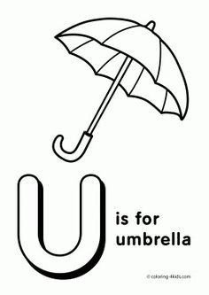 the letter u is for umbrella coloring page