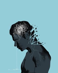 A man with his head lowered shattering showing mental health issues. Anxiety, depression and mindfulness awareness concept. Mental Health Artwork, Mental Health Posters, Mental Health Services, Mental Wellbeing, Foto Art, Mens Health, Health Awareness, Mental Wellness, Health Issues