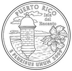 the puerto rico medal is shown in black and white, with an image of a lighthouse on