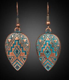 earrings boho dangle Aztec Earrings, Patina Earrings, Water Drop Earrings, Mountain Jewelry, Bohemian Style Jewelry, Vintage Bohemian Style, Turquoise Accents, Bohemian Accessories, Alloy Earrings