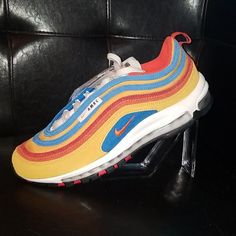 Pollen/Orange,Yellow,Red And Blue Air Max 97. Gorgeous Colorway! Brand New,Never Worn!. Retro Multicolor Custom Sneakers For Sports, Casual Orange Custom Sneakers With Air Cushioning, Casual Custom Orange Sneakers With Air Cushioning, Multicolor Casual Custom Sneakers With Air Max Cushing, Colorful Nike Sneakers For Streetwear, Multicolor Nike Air Max Low-top For Sports, Multicolor Low-top Nike Air Max For Sports, Nike Custom Multicolor Sneakers With Air Max Cushioning, Sporty Multicolor Nike Air Max Low-top