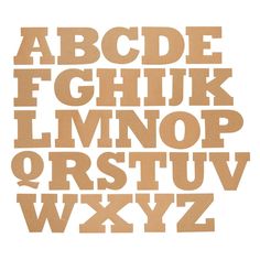 the upper and lower letters are cut out of brown cardboard with white lettering on it