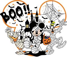 an image of halloween characters with boo