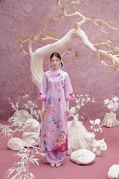 At EmTam Boutique, you will find the most stylish outfits in a wide size range and high quality at reasonable prices   - This set includes 1 ao dai top & pants, perfect for any special occasions like lunar New year, mid-autumn festival, wedding, temple, church or photoshoot...  - There might be up to 10% color variance due to lightning and viewing devices   - Sizes may run small so please go up 1 size or contact us if there's   any question. Please refer to the sizing charts for sizing.  - We support exchange for sizing inaccuracy. Please contact us within 3 business days of receiving the item for exchange authorization and instruction. Please note that customers are responsible for return shipping cost  - All items must be unworn, unused, tag attached and unaltered in any way to be eligib Traditional Purple Sets For Spring, Traditional Full-length Sets For Spring, Traditional Full Length Sets For Spring, Traditional Full-length Spring Sets, Spring Wedding Sets With Stand Collar, Purple Wedding Sets For Spring, Spring Wedding Purple Sets, Spring Purple Ao Dai, Purple Long Sleeve Ao Dai For Spring