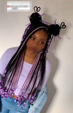 braid ideas#blackgirl #braids Different Colored Braids For Black Women, Black And Pink Cornrows Braids, Short Box Braids With Color, Hairstyles To Wear With Braids, Princess Braids Hairstyles, Cute Braided Hairstyles Color, Swoop Braided Hairstyles, Women Hairstyles Braids, Hairstyle Braid Ideas