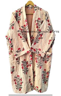 Sashiko Jacket, Kantha Fabric, Kantha Jacket, Indian Block Print, Cotton Kimono, Indian Cotton, Kimono Jacket, Kantha Quilt, Classic Outfits