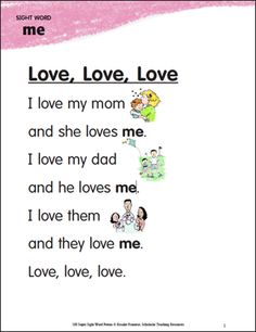 a poem with the words love, love, and mom written in pink on it