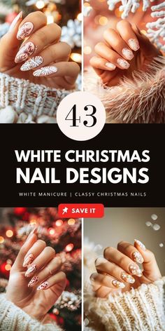 Get inspired by 40+ white Christmas nails designs featuring pink and milky hues, as well as red and black accents. From bling to simple styles, these designs cater to different nail types and shapes, including short nails. Explore blue and gel options to enhance your festive look. Save this pin to your "Winter Nails" board and read the article for more ideas.