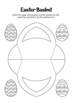 an easter basket cut out with lines and dots to make it look like the eggs are in