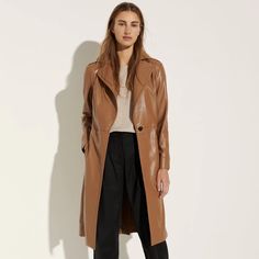 Vegan Leather Trench – The Reset Vegan Italian, Stand Studio, Leather Trench, Ribbed Shorts, Leather Trench Coat, Leather Trousers, Short Sleeve Pullover, Cropped Trousers, Black Skinnies