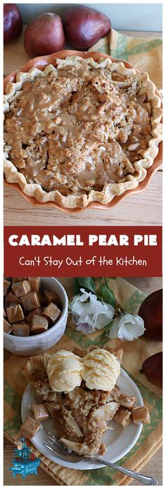 Caramel Pear Pie | Can't Stay Out of the Kitchen | this luscious #PearPie #recipe includes a layer of melted #caramels, #pecans & an #oatmeal #streusel topping that's totally scrumptious. Prepare to swoon over every bite. If you thought #CandiedApples were great, try this #pie version with #pears. Great for #holidays & company. #dessert #PearDessert #CaramelPearPie