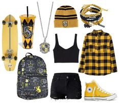 hufflepuff style Outfit | ShopLook Hufflepuff Style Outfit, Hufflepuff Womens Outfit, Huffle Puff Outfits, Hufflepuff Summer Outfit, Punk Hufflepuff, Cute Hufflepuff Outfits, Hufflepuff Outfit Uniform, Hufflepuff Outfit Aesthetic, Hufflepuff Wardrobe