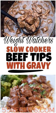 beef stew with gravy and broccoli in a slow cooker recipe