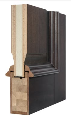 a close up of a wooden door frame