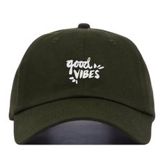 This good vibes embroidered baseball hat is made for you. Customize your dad cap by choosing from a variety of colors. It's fully adjustable and easy to style!                     H O W T O O R D E R---------------------------• Use the first drop-down menu to select your hat color• Use the second drop-down menu to select your thread colorNOTE: This is referring to the embroidered design on the hat, not the stitching of the hat itself.***If you have a request for a design or want a different sayi Trendy Dad Hat With Letter Embroidery And Curved Bill, Casual Snapback Hat With Letter Embroidery For Baseball Season, Trendy Flat Bill Dad Hat With Embroidered Logo, Green Dad Hat With Letter Print And Adjustable Fit, Green Adjustable Dad Hat With Letter Print, Adjustable Green Dad Hat With Letter Print, Casual Snapback Hat With Letter Embroidery And Curved Brim, Casual Snapback Hat With Curved Brim And Letter Embroidery, Casual Baseball Cap With Letter Embroidery And Flat Bill