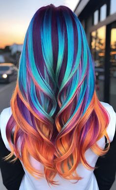 Rainbow Vivid Hair, Prism Hair Color, Crazy Hair Colors, Scarlett Hair, Fuschia Hair, Vibrant Hair Color, Holographic Hair