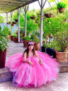 Pink hot pink Fairy Tutu Dress with Wings - Fairy Dress - Garden Fairy Costume - Fairy Dress Birthday Costume - Fairy outfit Fairy Dress Pink, Pink Fairy Costume, Birthday Costume