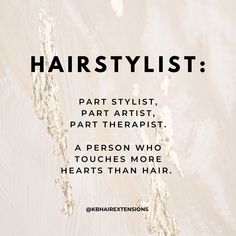 the words hairstylist are written in black and white