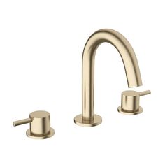 an image of two faucets in brushed brass