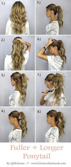 10 Easy And Cute Hair Tutorials For Any Occassion. These hairstyles are great for any occasion whether you just want quick and casual or simple yet elegant. Great for women with medium to long hair. Want no heat waves, a messy sock bun, or stylish braids? Look no further. #longhairstyles Ponytail Tutorial, Hair Dos, Ponytail Hairstyles, Hair Videos, Diy Hairstyles, Pretty Hairstyles, Easy Step, Hair Hacks, Hair Looks