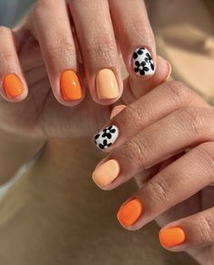 Colorful Gel Manicure, Ohara Nails, Spring Nail Inspo Short, Simple Bright Nails, Mix Match Nail Designs, Short Edgy Nails, Boho Spring Nails, Super Short Nail Designs, Mixed Color Nails