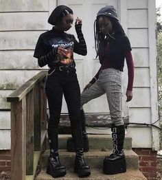 Afro Goth, Afro Punk Fashion, Look Grunge, Goth Outfit, Outfits 90s, Alt Outfits, Alt Fashion, Grunge Goth, 90s Grunge