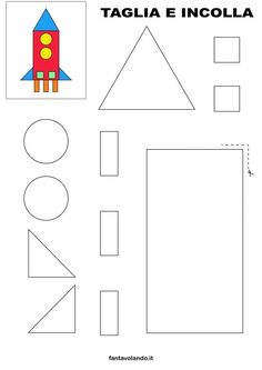 the worksheet for making a paper rocket with shapes and numbers to make it look like